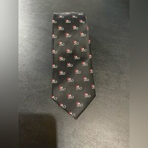St. Nicholas Square Black Tie with Red and White Christmas Design